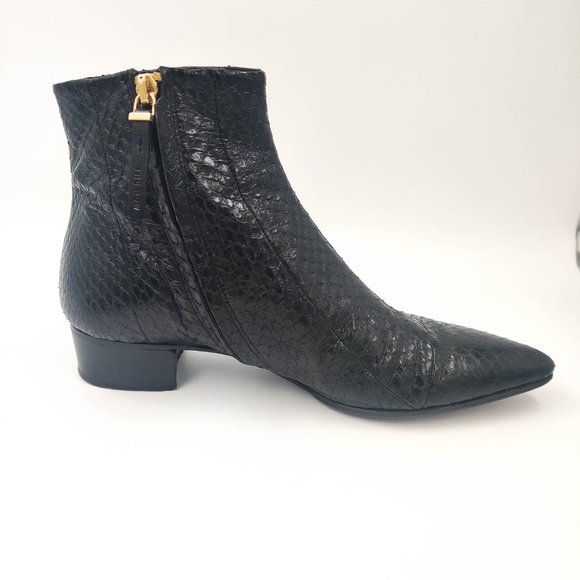 The Row Python Embossed Snakeskin Ankle Booties in Black 36 6 - Picture 7 of 13